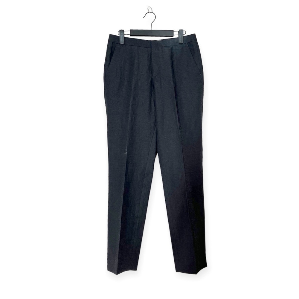 Chloe Stora Prescott Dark Gray Wool Linen Slim Straight Leg Trousers - Sz EU 36